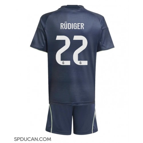 Dječji Nogometni Dres Real Madrid Antonio Rudiger #22 Gostujuci 2025-26 Kratak Rukav (+ Kratke hlače)